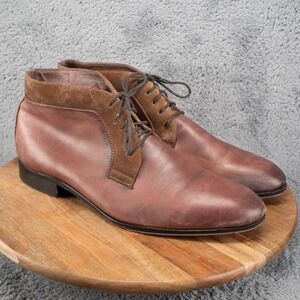 Marco Vittorio Men's 2-Tone Brown Leather Lace-Up Chukka Boots 13 M